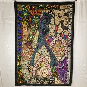 Multi-colored wall hanging Indian Patchwork Jari Tapestry